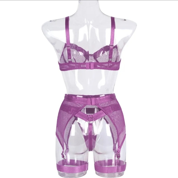 Lavender Lace 3-Piece Lingerie Set - Picture 2 of 3